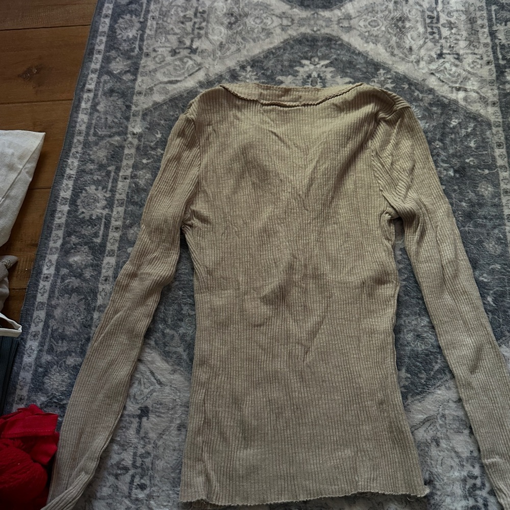 Women's Tan Ribbed Top - Picture 3 of 3